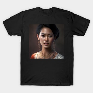 Realistic Thai Woman Portrait Illustration T-Shirt